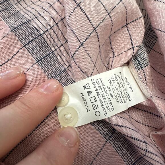 Cubavera Windowpane Plaid Pink Mens M Patterned‎ 100% Linen Button Up Shirt - Picture 5 of 8